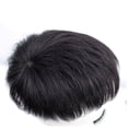 thumbnail image 1 of Peluca para hombre, repuesto de pieza de cabello de piel natural de 0,08 mm, tamaño base para hombre, 8 x 10 pulgadas, sistema V para hombre, negro oscuro, 1 of 5