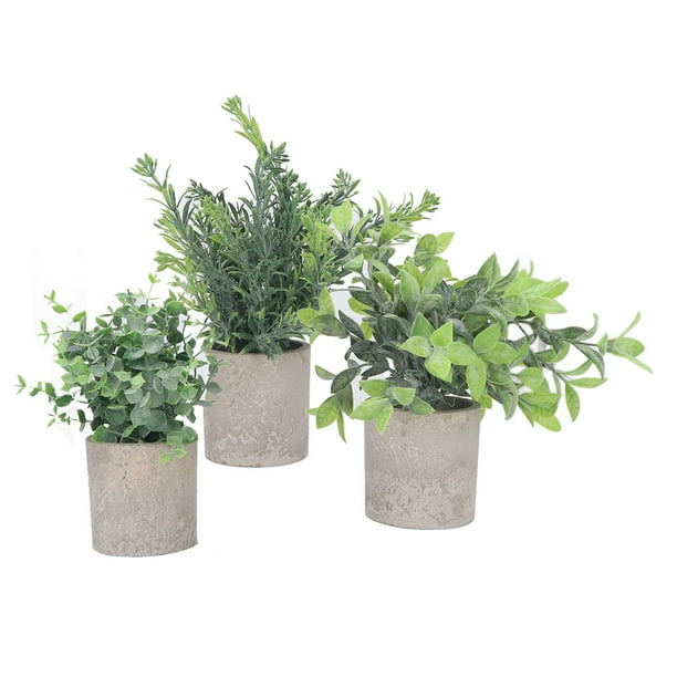 Plantas De Eucalipto En Macetas Falsas, Plantas En Macetas Artificiales Sin Riego Hermoso Decorativo 3 Paquete Para Escritorio
