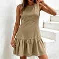 thumbnail image 5 of Karymi Sleeveless Ruffle Hem Mini Dress, Round Neck Fitted Flounce A-Line Casual Summer Dress For Daily, Beach, Vacation. Spring Dresses for Women 2026, 5 of 7