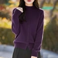 thumbnail image 4 of Cardigan Sweater for Women Long Sleeve Round Neck Knitted Button Down Women Cardigan Open Front Dark Purple Layering Top Fall Outfits for Women, 4 of 5