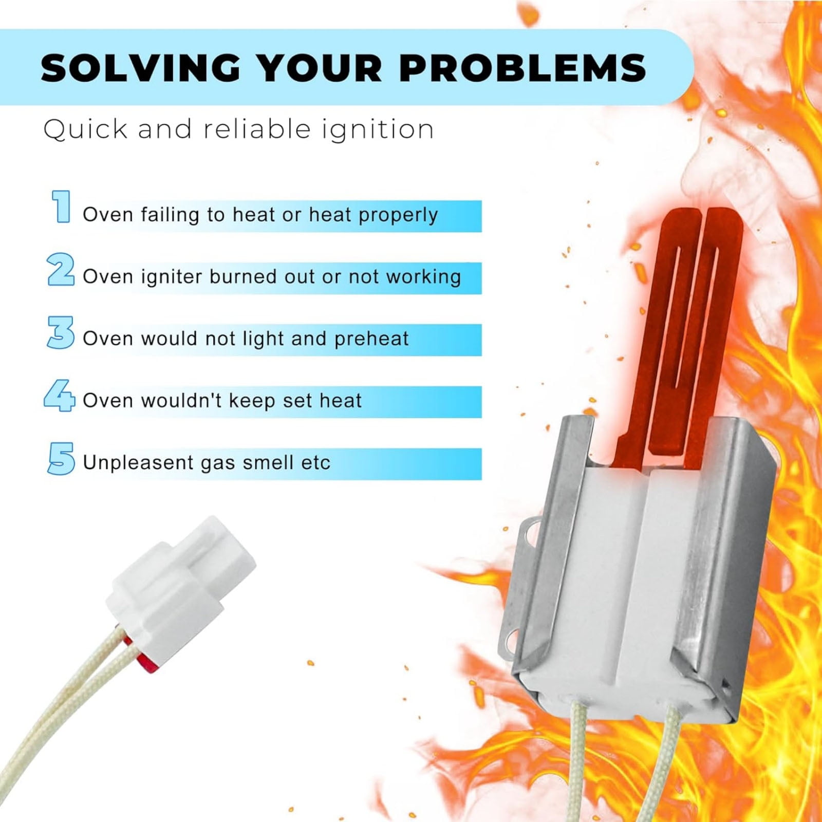 GUYUTING 120V Range Oven Ignitor OEM EA3535362 MEE61841403 With 2 Nut Connectors For LG LDG3015ST LRG3091ST Range