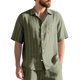 thumbnail image 4 of Blusa y camisa de manga corta con cuello vuelto para hombre, color liso, informal, de verano, de manga corta, con botones y bolsillo, camisa de poliéster para hombre, 4 of 9