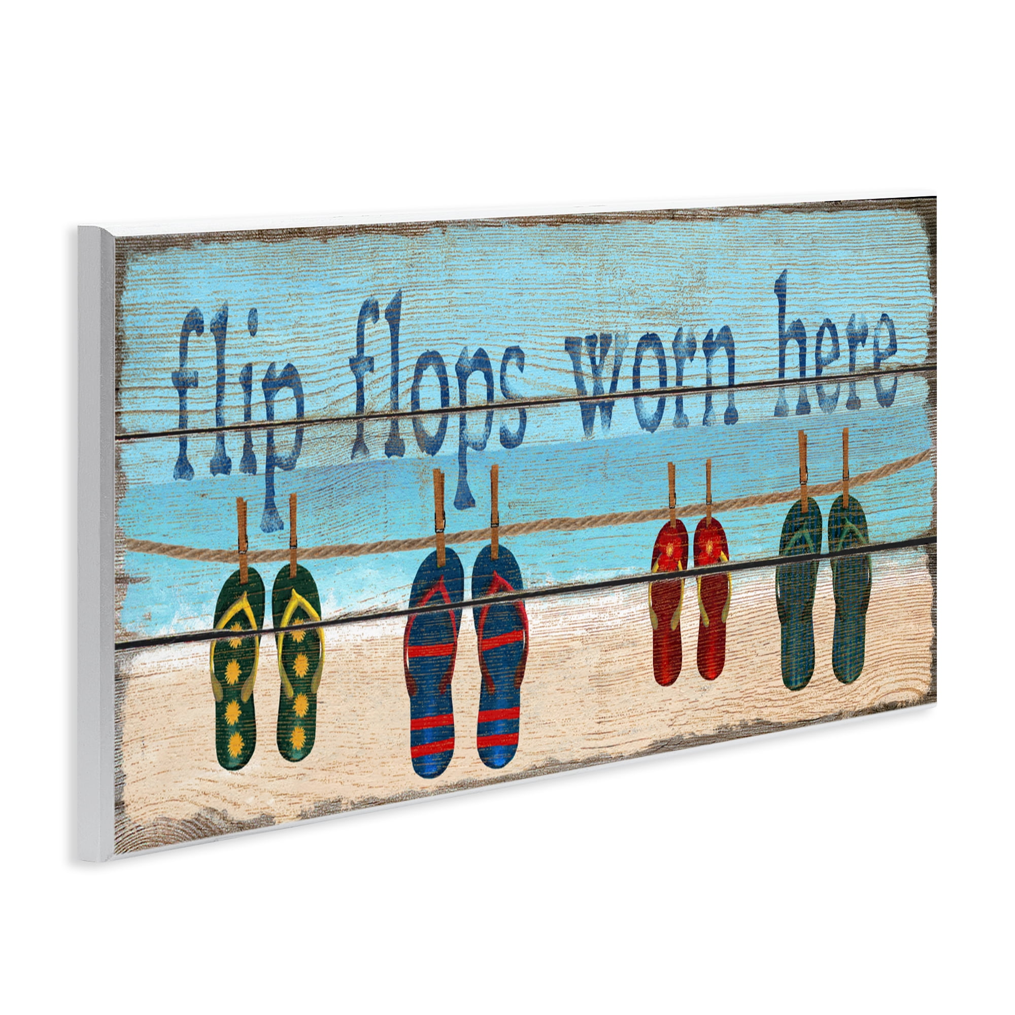Stupell Industries Flip Flops Worn Here Wall Plaque Art, design by Gail Fraser