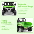 thumbnail image 4 of 24V 2 Seater Kids Ride On UTV Dump Truck, 6-Wheel Electric Ride On Car with Tipping Trailer, Remote Control, Bluetooth Music, LED Lights, Shovel, and Durable Tires for Big Kids, 4 of 7