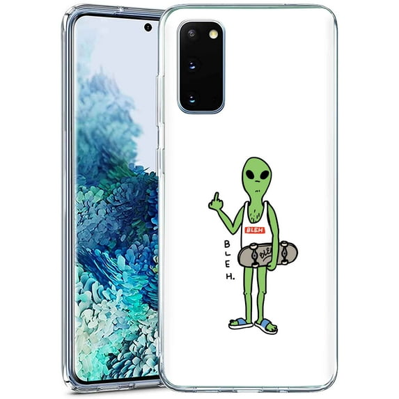 TalkingCase Slim Phone Case Compatible for Samsung Galaxy S20 FE 4G/5G,(Not S20),Bleh Alien White Print,Lightweight,Flexible,Soft, USA