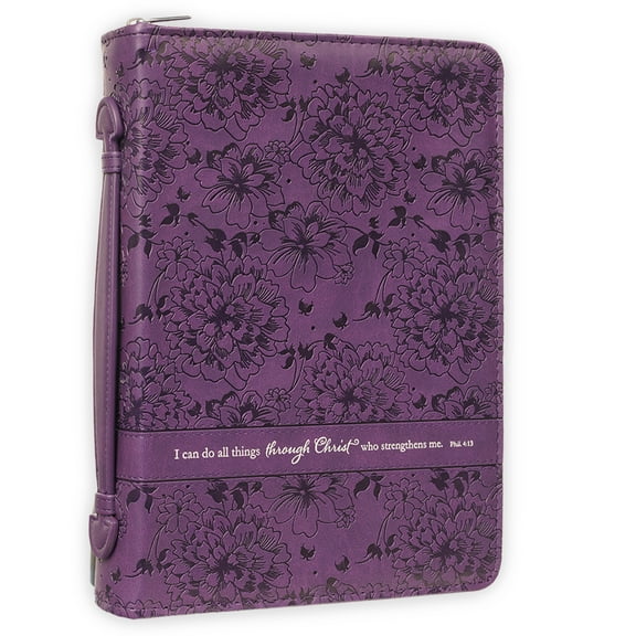I Can Do All Things Purple Faux Leather Fashion Bible Cover - Philippians 4:13