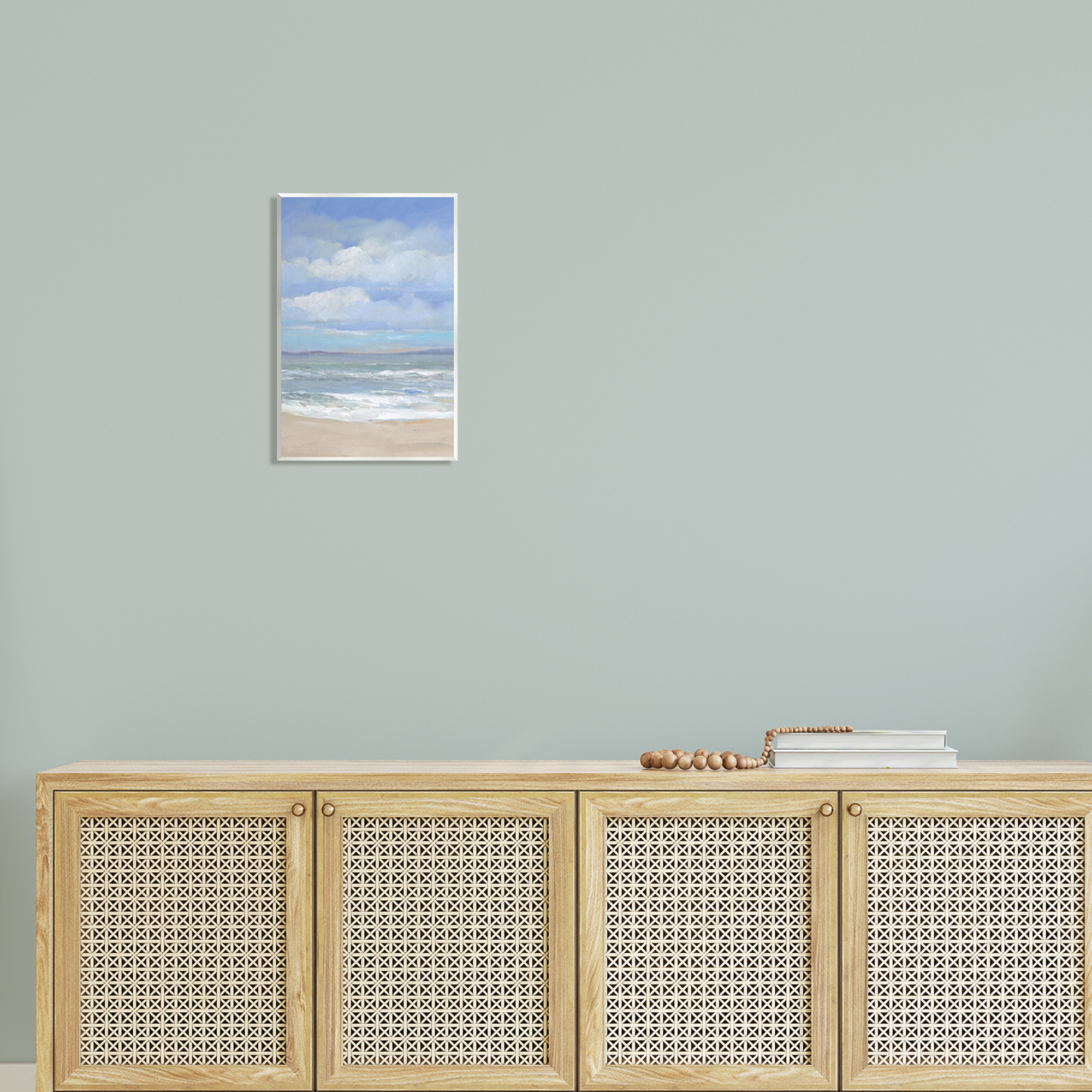 Stupell Cloudy Ocean Bay Shoreline Landscape Painting Wall Plaque Unframed Art Print Wall Art