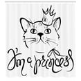 thumbnail image 3 of Ambesonne Cartoon Shower Curtain, Funny Cat with Royal Crown, 69"Wx84"L, Charcoal Grey White, 3 of 3