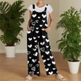 thumbnail image 5 of Women's Valentine's Day Overalls Cute Heart Print Sleeveless Straight Leg Jumpsuits Baggy Trendy Fashion Valentine Rompers with Pockets, 5 of 7