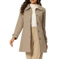 thumbnail image 1 of INSPIRE CHIC Manteaux pour Femmes Col Peter Pan Boutonnage Simple devant Boutonné Manteau d'Extérieur Manteaux d'Hiver m Brun Clair, 1 of 6