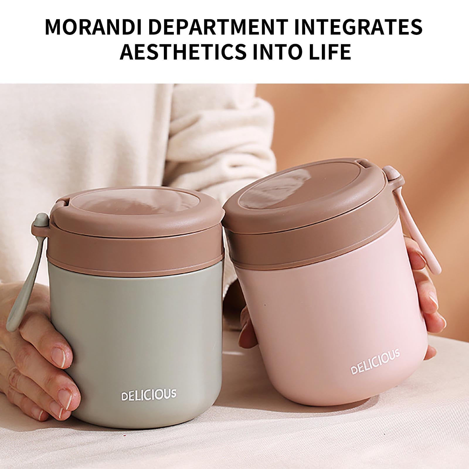 500/710ml Hot Food Thermo Bottle Stainless Steel Portable Thermos Lunchbox  With Spoon For Kids School Leakproof Mini Soup Cup