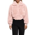 thumbnail image 2 of FANCYINN Womens Teddy Cropped Faux Fur Jacket Furry Lapel Coat Zip Up With Pockets Warm Winter Pink S, 2 of 7