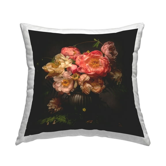 Stupell Industries Peonies & Ferns Bouquet Decorative Printed Throw Pillow Design by Leah McLean.