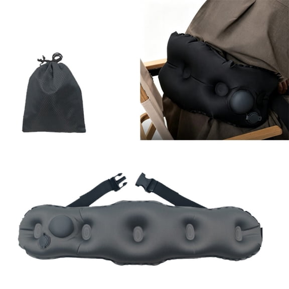 Inflatable Lumbar Pillow for Airplane Travel, Lumbar Support Pillow for Office Chair/Car, Self-Inflating Travel Airplane Pillows, Back Support Pillows for Reducing Back/Neck Pain