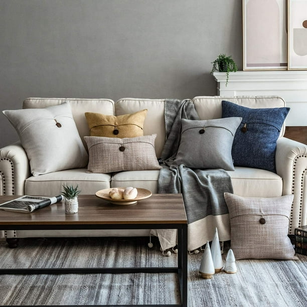 Home Brilliant Linen Throw Pillow Cover 18x18 – Decorative Couch Sofa Pillow Case | Ash Grey Hidden Zipper