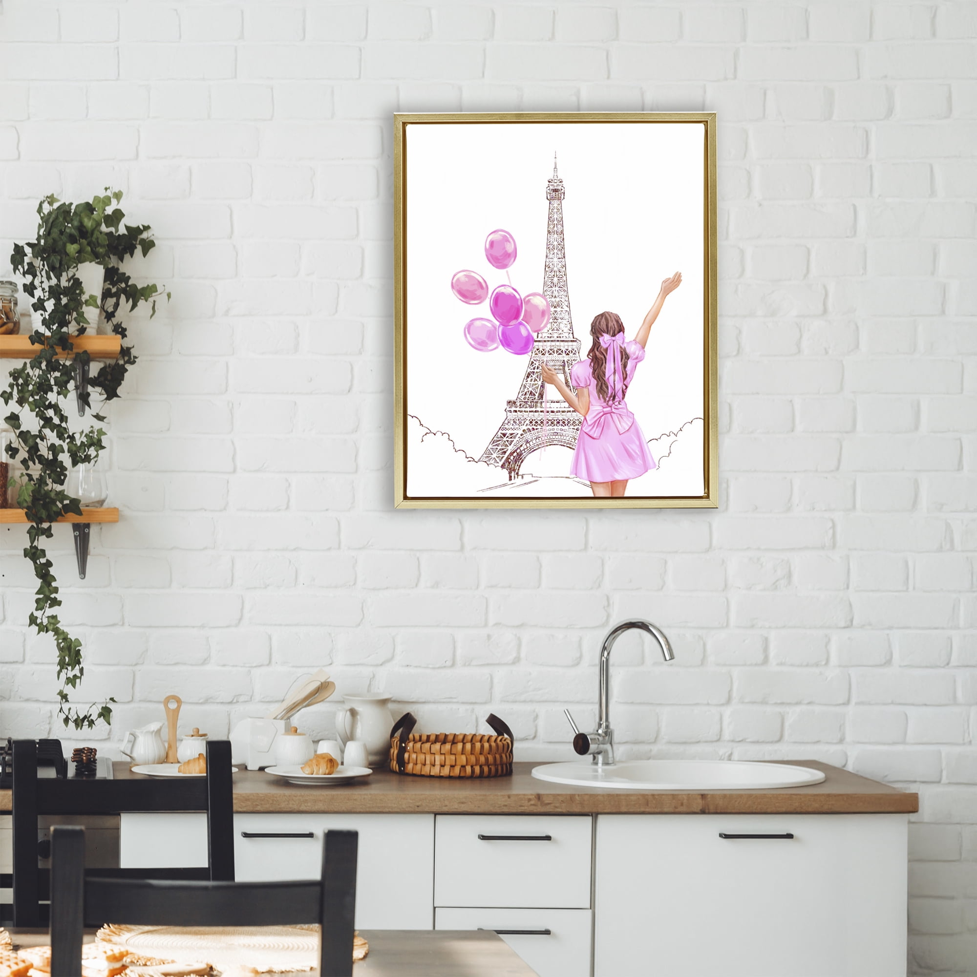Stupell Industries Chic Paris Celebration Gold Framed Floater Canvas Wall Art, design by Ziwei Li