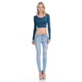 thumbnail image 5 of KOGMO Womens Long Sleeve Crop Top Solid Round Neck T Shirt, 5 of 8