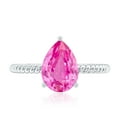 thumbnail image 4 of Rosec Jewels Pear Shape Created Pink Sapphire Solitaire Ring with Moissanite - 7X10 mm, 925 Sterling Silver, US 7.50, 4 of 8