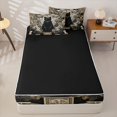 thumbnail image 4 of Homewish Skull Black Cat Zipper Twin Comforter Sets with Fitted Sheet and 2 Pillowcases,Vintage Flowers Zipper Bedding Set,Cream Black,Halloween Bed Set,Black Reversible,4pcs, 4 of 8