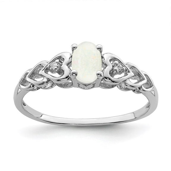 Auriga Fine Jewelry 925 Sterling Silver Created Opal and Diamond Solitaire Engagement Ring Size 7 for Women