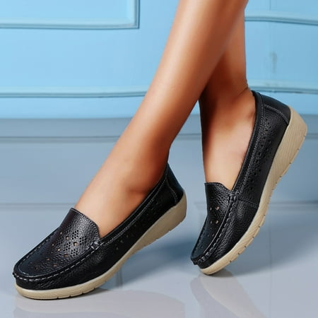

Cathalem Women Sandals Size 7 1/2 Slip On Women Comfort Walking Flat Loafers Hollow Out Casual Shoes Driving Womens Sandals Style Black 7