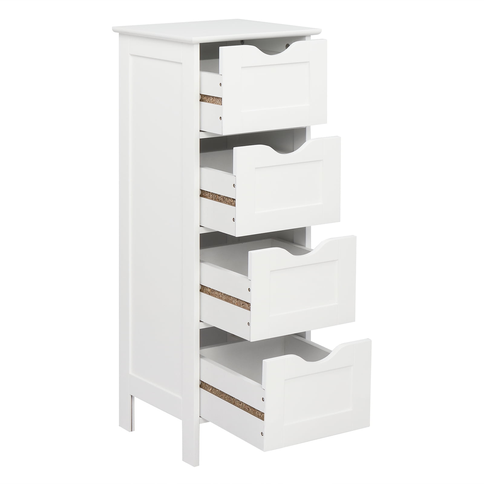 4-Drawer Painted MDF Bathroom Cabinet, White 11.82*11.82*32.29in
