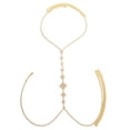 thumbnail image 1 of Square Design Copper Body Chain - Gold/Silver Geometric Rhinestone Back Jewelry, 40g, OPP Bag Packaging, 1 of 6