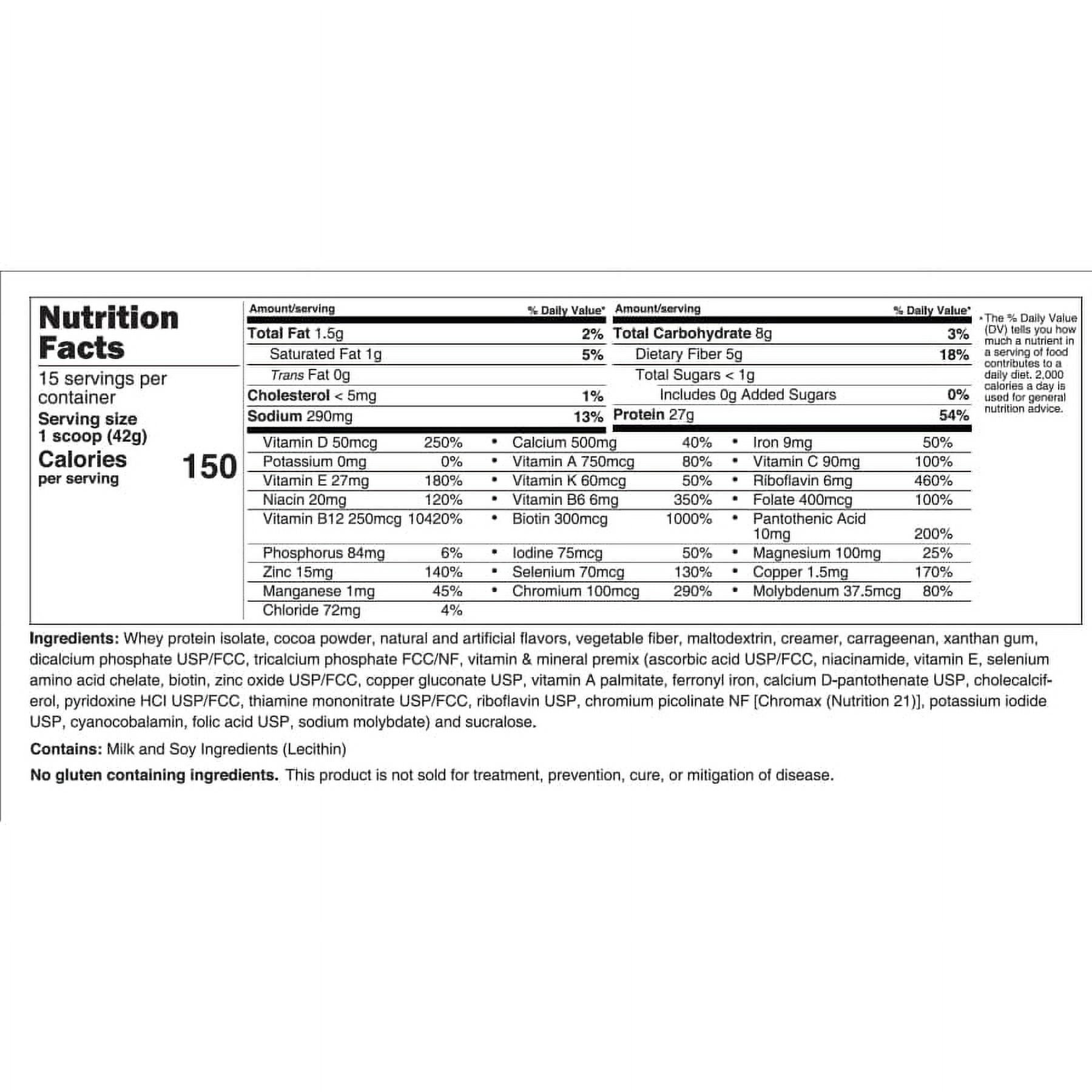Protein ONE™ Complete Meal Replacement with Multivitamin, Calcium & Iron by BariatricPal - Double Chocolate Fudge
