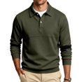 thumbnail image 5 of IAJDKMEK Men's Long Sleeve Polo Shirts - Color Block Button Down Collared Tops, Casual Sport Commute Shirts for Work and Travel,Army Green L, 5 of 6