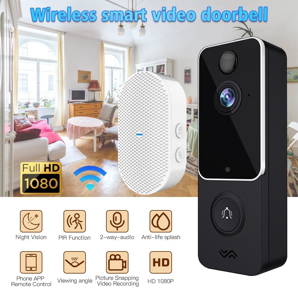 Tegenstrijdigheid salaris Groenland Video Doorbell Camera Wireless With Ringtone, Mdhand Pir Motion Detector,  1080p Hd, 2.4ghz Wifi, Night Vision, Cloud Storage, Wide-Angle, Two-Way  Audio, For Home Security, V12 - Walmart.com