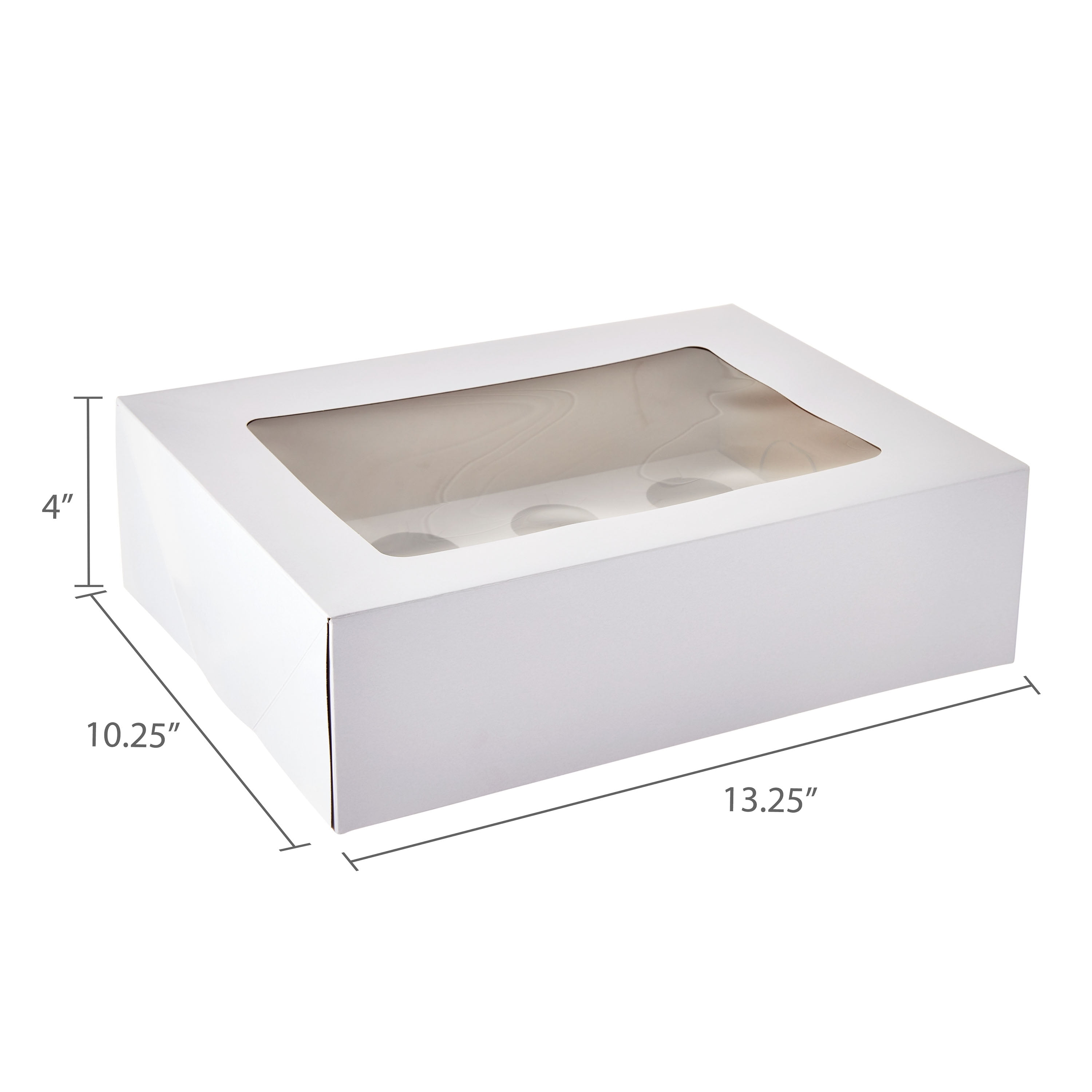 10.25" x 13.25" x 4", White Cake Boxes with Windows, 2 Count, by Way To Celebrate