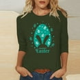 thumbnail image 2 of Midsumdr Easter Tops for Women Trendy Easter Spring Summer Round Neck 3/4 Sleeve Soft Blouse Tops Easter Eggs Cute Bunny Printed Loose Fit Tops, 2 of 4