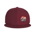 thumbnail image 3 of DouZhe Flat Brim Cap Snapback Hat, Retro Japanese Waves Prints Adjustable Red Adult Baseball Cap, 3 of 6