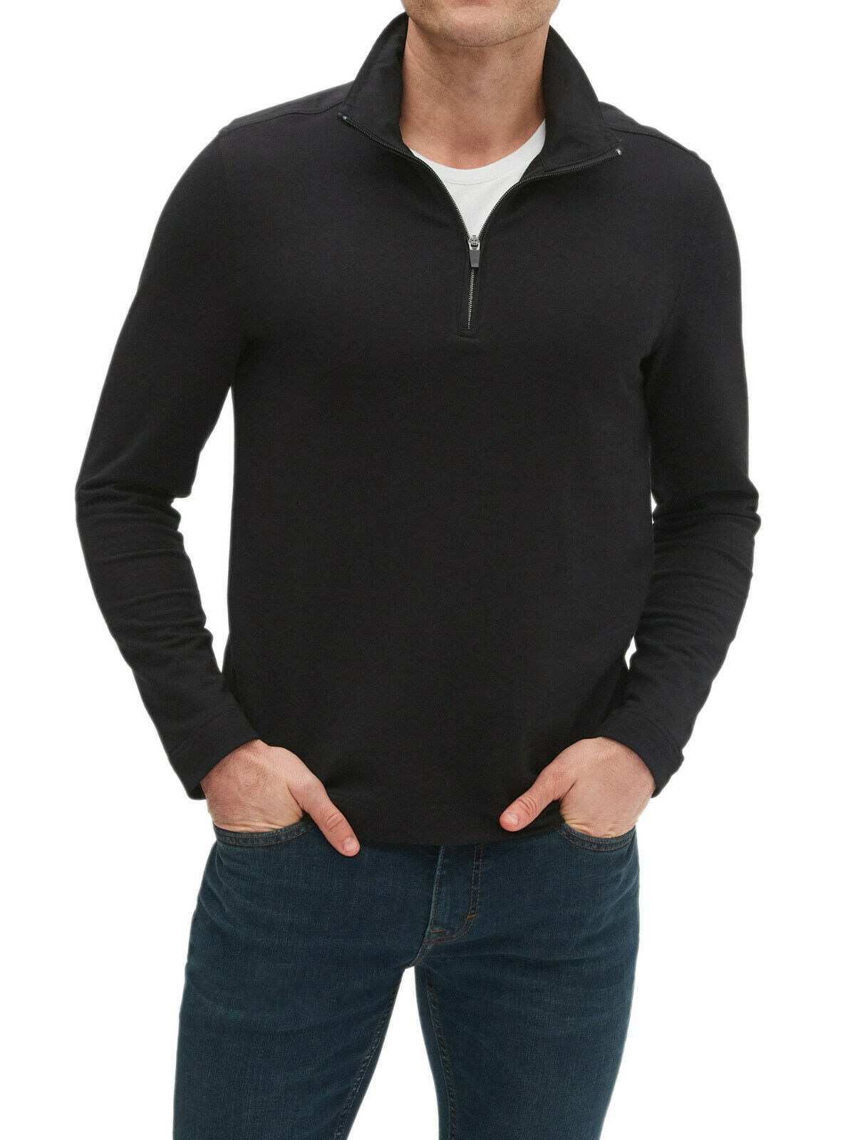 New Banana Republic Mens Black Cotton 1/2 Half Zip Hooded Sweater Sz Large  L 3405-7 - Walmart.com