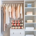 thumbnail image 6 of Foldable Fabric Storage Bin With Handle Collapsible Basket Box Storage With Lid Organizer Red Beige Black Harlequin Pattern, 6 of 7
