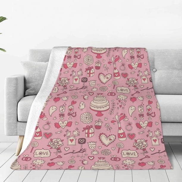 Balery Cute Love Manta de Felpa Suave y Acogedora – Cobija de Franela Aterciopelada para Cama, Lavable y Cálida para Sofá, Mascotas, Transpirable-60"x50"