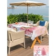 thumbnail image 4 of Outdoor Tablecloth with Umbrella Hole and Zipper, Pink Christmas Rectangle Table Cloth 54x80 Inch Waterproof Tablecloth, Snowman Snowflake Gifts Xmas Tree Picnic Table Cover for Patio Camping, 4 of 7