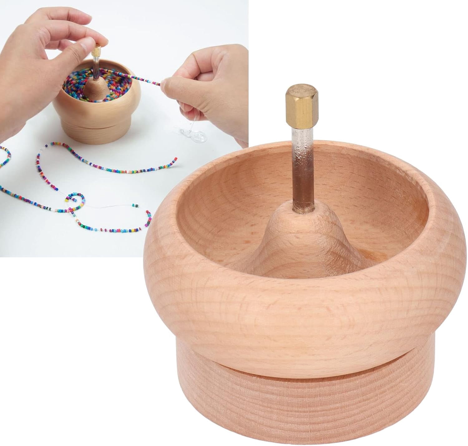 Beading Turning Bowl 10cm Wooden Bead Spinner for Jewelry Making with Quick and Easy Beading Tool Suitable for Beginners and Professionals for Bracelets Necklaces Crafting