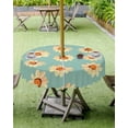 thumbnail image 4 of Fsddascl Yellow Green Spring Floral Outdoor Tablecloth - 60 Inch Round Dining Table Cover, Watercolor Botanical Waterproof Outdoor Table Cloth with Umbrella Hole & Zipper for Picnic/Patio/Party, 4 of 7