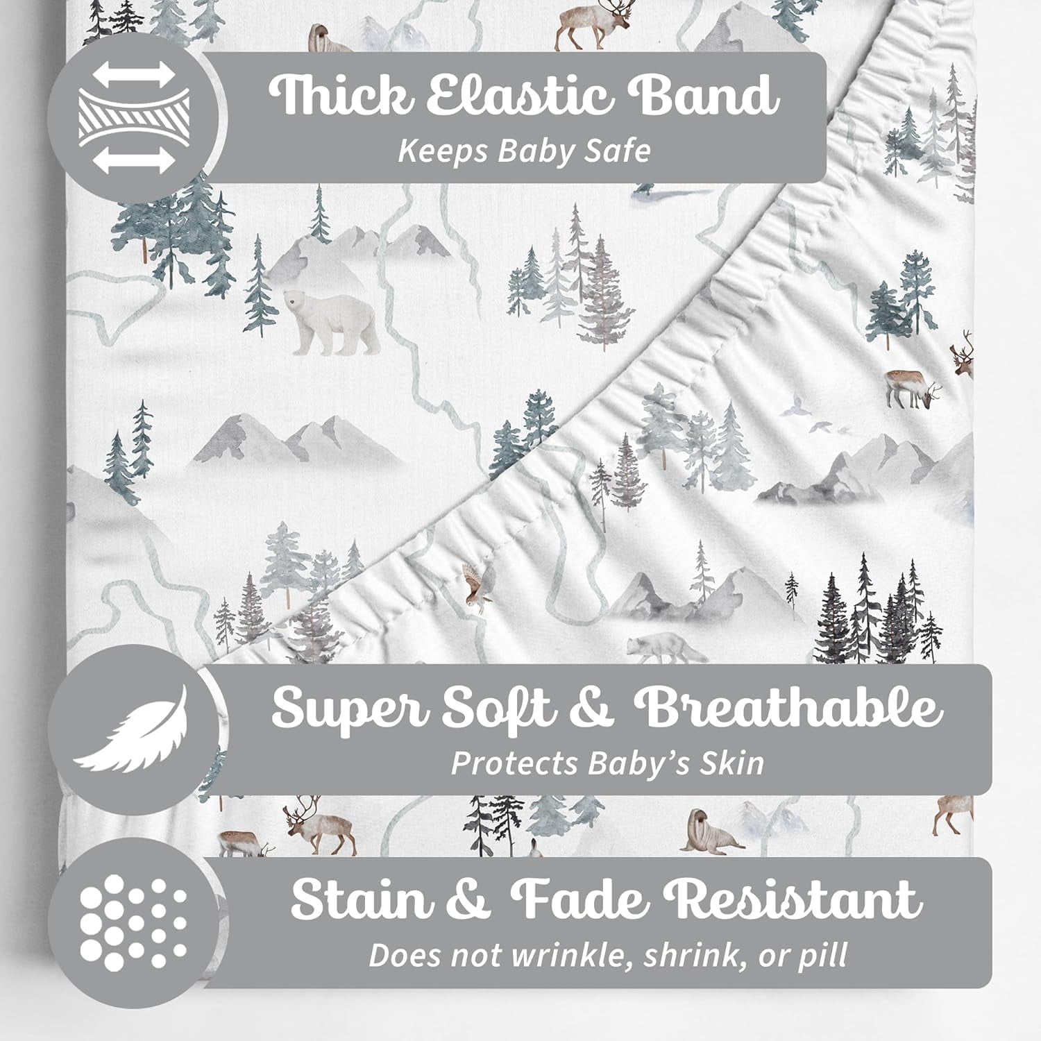Baby Changing Pad Cover 2-Pack for Boys, Girls (Arctic Journey) - Premium Fitted Sheets Baby Diaper Changing Table Cover - Buttery Soft Cotton Blend