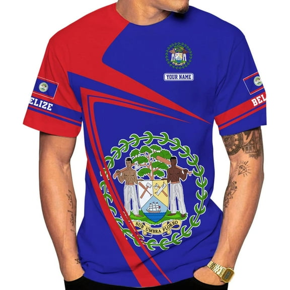 Personalized Belize Shirt for Men and Women, Coat of Arms of Belize Flag Flag Shirt, Belizean Country Flag Gift (T-shirt, S)