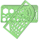 thumbnail image 3 of BEMS-Plantillas de medición (6 piezas) Plantilla de plantillas de geometría de plástico Reglas geométricas Kit de herramientas estacionarias para oficina y escuela, encofrados de construcción, dibujos, 3 of 5