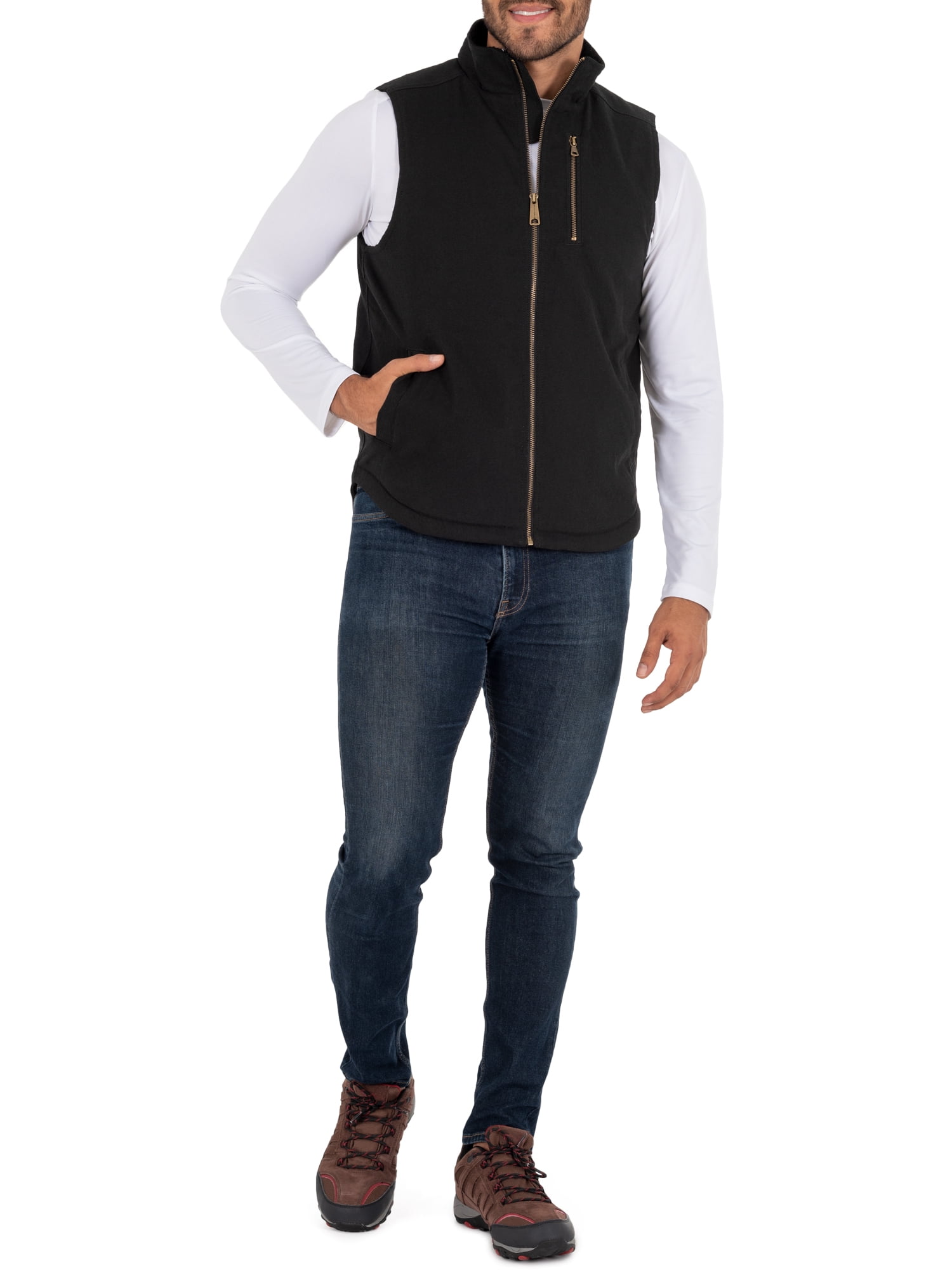 Wells Lamont Men's Sherpa Lined Canvas Vest with Zip Utility Pocket