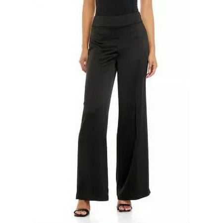 Anne Klein ANNE BLACK Women's Montreal Wide Leg High Rise Satin Pants,US 10
