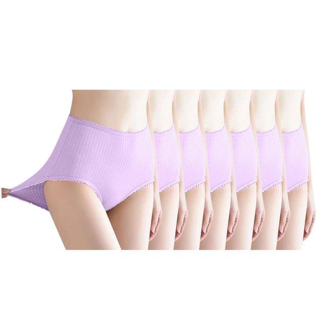 Posijego Womens Cotton Underwear 7 Pack Ladies Full Coverage Soft Breathable Briefs Panties Solid Color