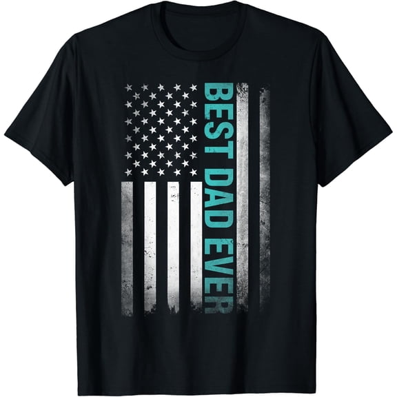 Best Dad Ever USA Flag American 1st Time Daddy Fathers Day T-Shirt