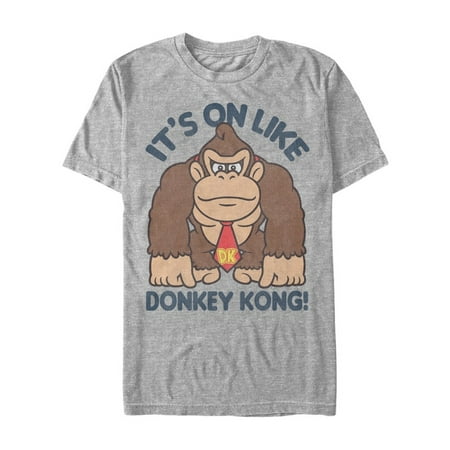 Adult Unisex Short - Unisex Adult It's On Like Donkey Kong - Funny Short Sleeve T-Shirt - Gray