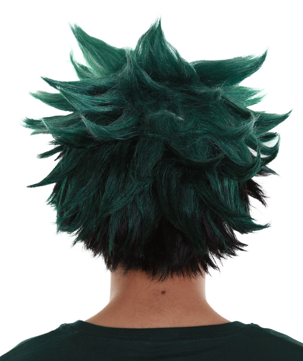 HPO Adult Men s Dark Green Spiked Cosplay Anime Wig Best for
