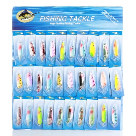 Plastic Fishing Floats (Fishing Tackles Lures Lot 30 pcs Plastic Floating Crankbaits Minnow Baits Spinner Assorted Set Each with 1 Sharp Metal Hook Bright Color for River Lake Fish)