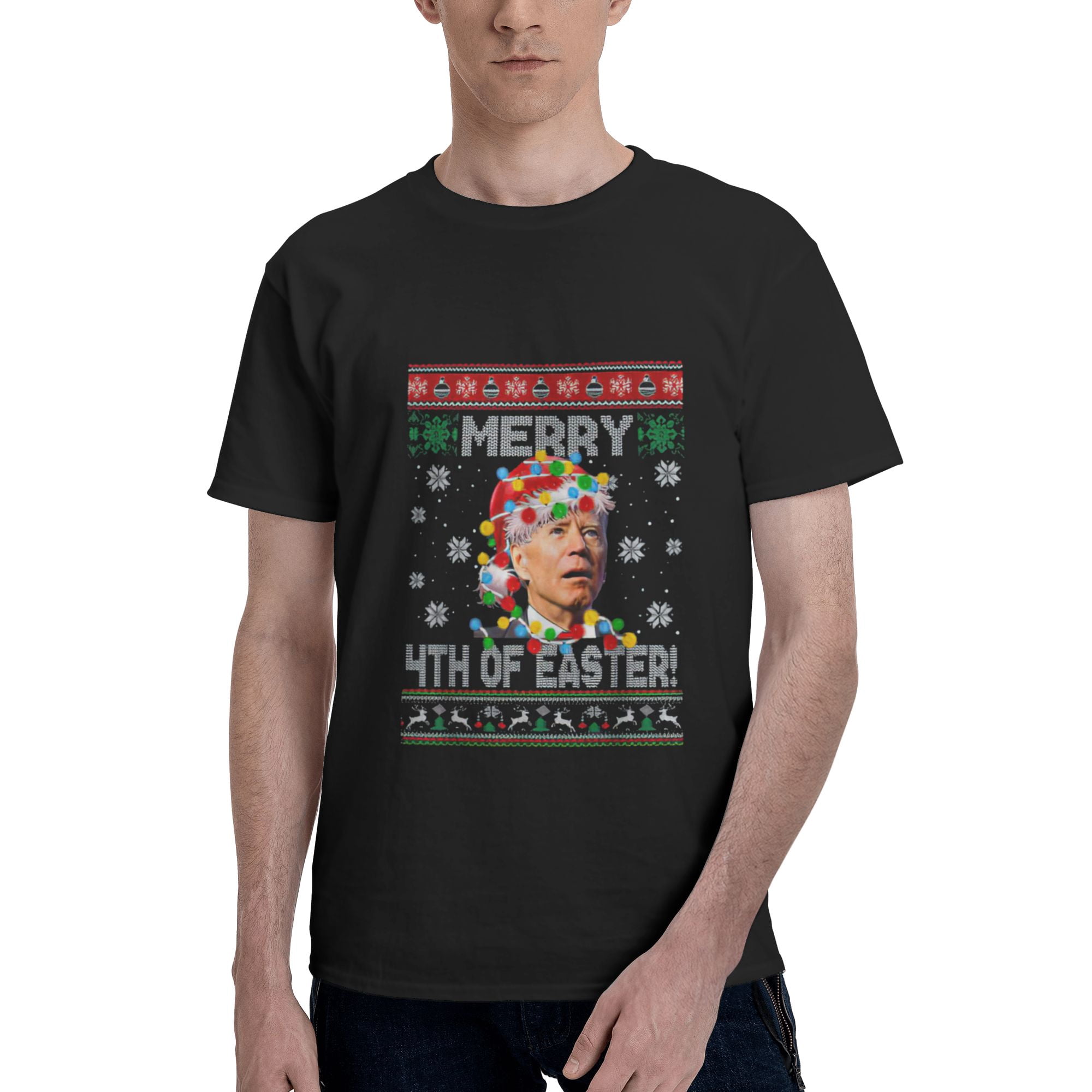 Funny Joe Biden Happy Easter Ugly Christmas Sweater Men's Basic Short  Sleeve T-Shirt Navy Blue 5X-Large - Walmart.com